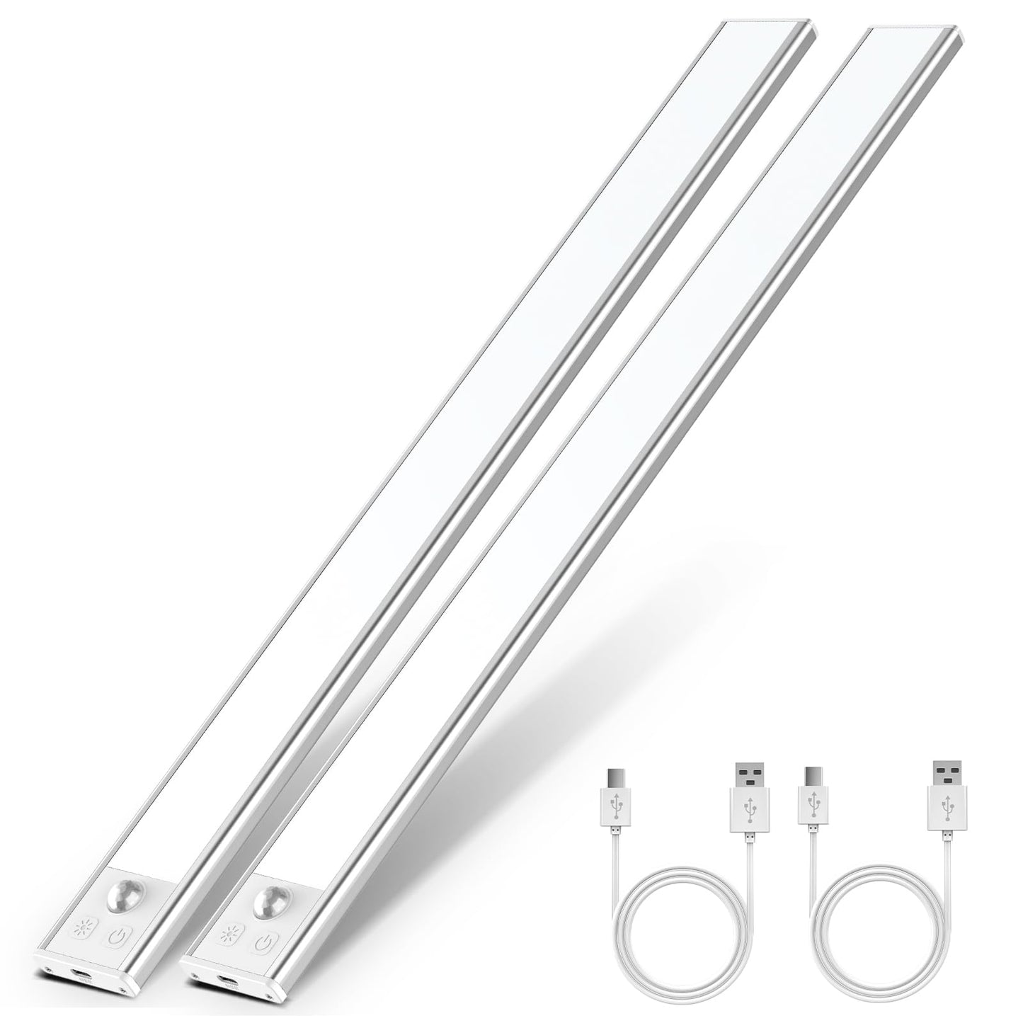 OUILA Luz de Armario con Sensor Movimiento 6500K Recargable Luz Nocturna, 41CM Regulable Lampara LED Adhesiva para Gabinete, Pasillo, Escalera, Sótano, Cocina, Garaje