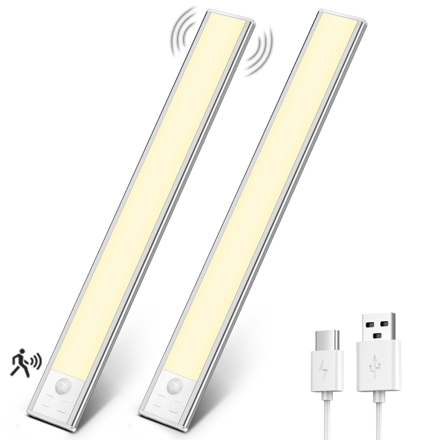 OUILA Luz de Armario con Sensor Movimiento 6500K Recargable Luz Nocturna, 41CM Regulable Lampara LED Adhesiva para Gabinete, Pasillo, Escalera, Sótano, Cocina, Garaje