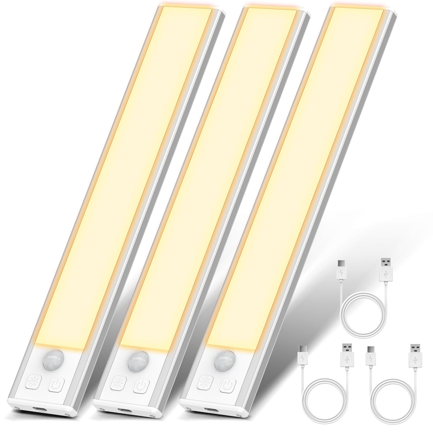 OUILA Luz de Armario con Sensor Movimiento 6500K Recargable Luz Nocturna, 41CM Regulable Lampara LED Adhesiva para Gabinete, Pasillo, Escalera, Sótano, Cocina, Garaje