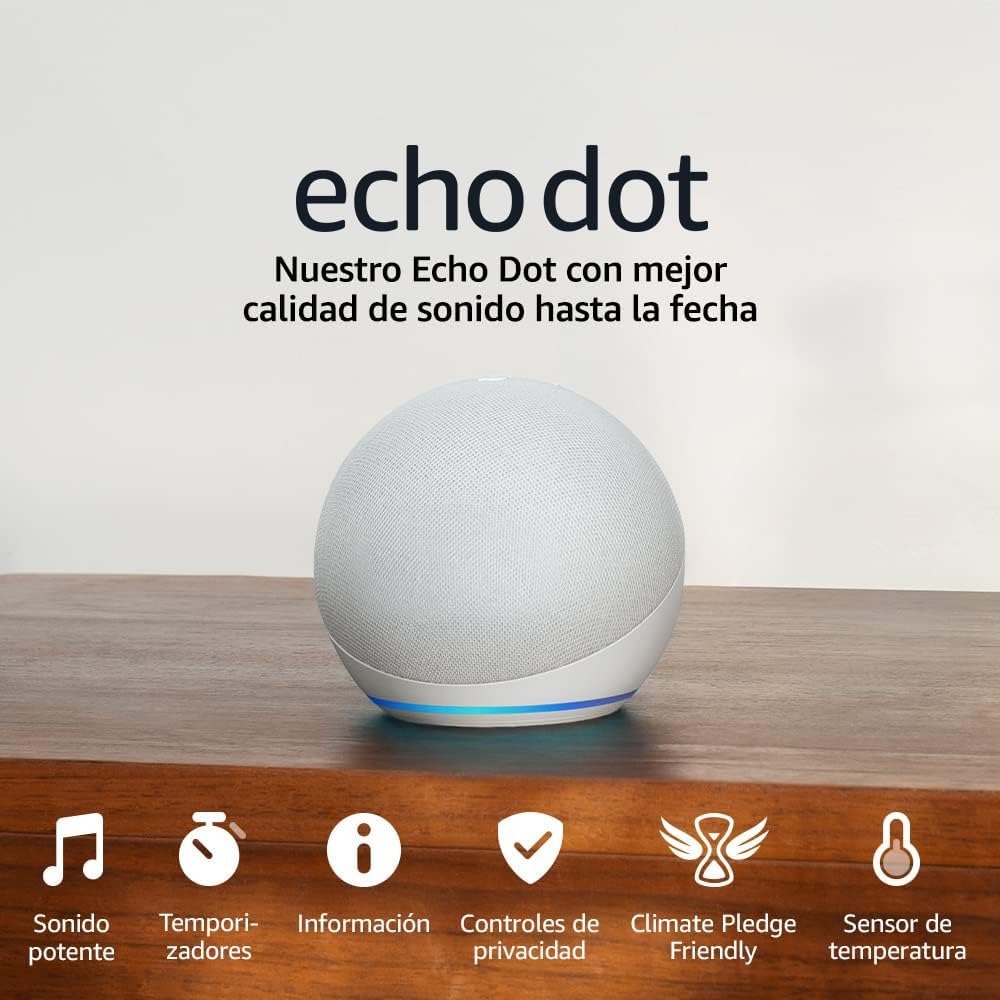 Echo Dot (Última generación) | Altavoz inteligente wifi y Bluetooth con Alexa, con sonido más potente y de mayor amplitud | Blanco