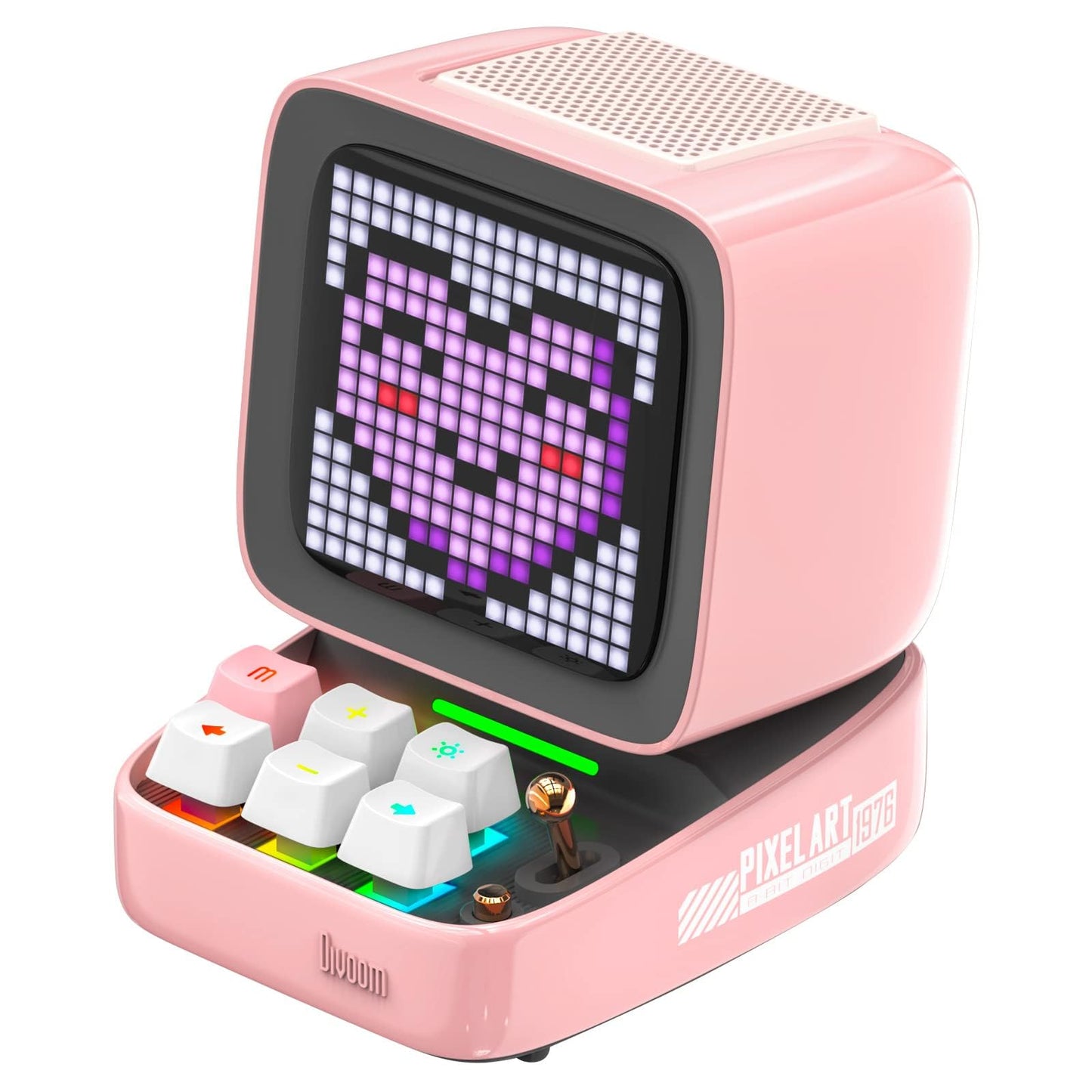 Divoom Ditoo Altavoz Bluetooth Portátil con Pantalla De Píxeles Retro, Control De App De Teléfono Inteligente/Teclado Mecánico con Retroiluminación RGB (Blanco)