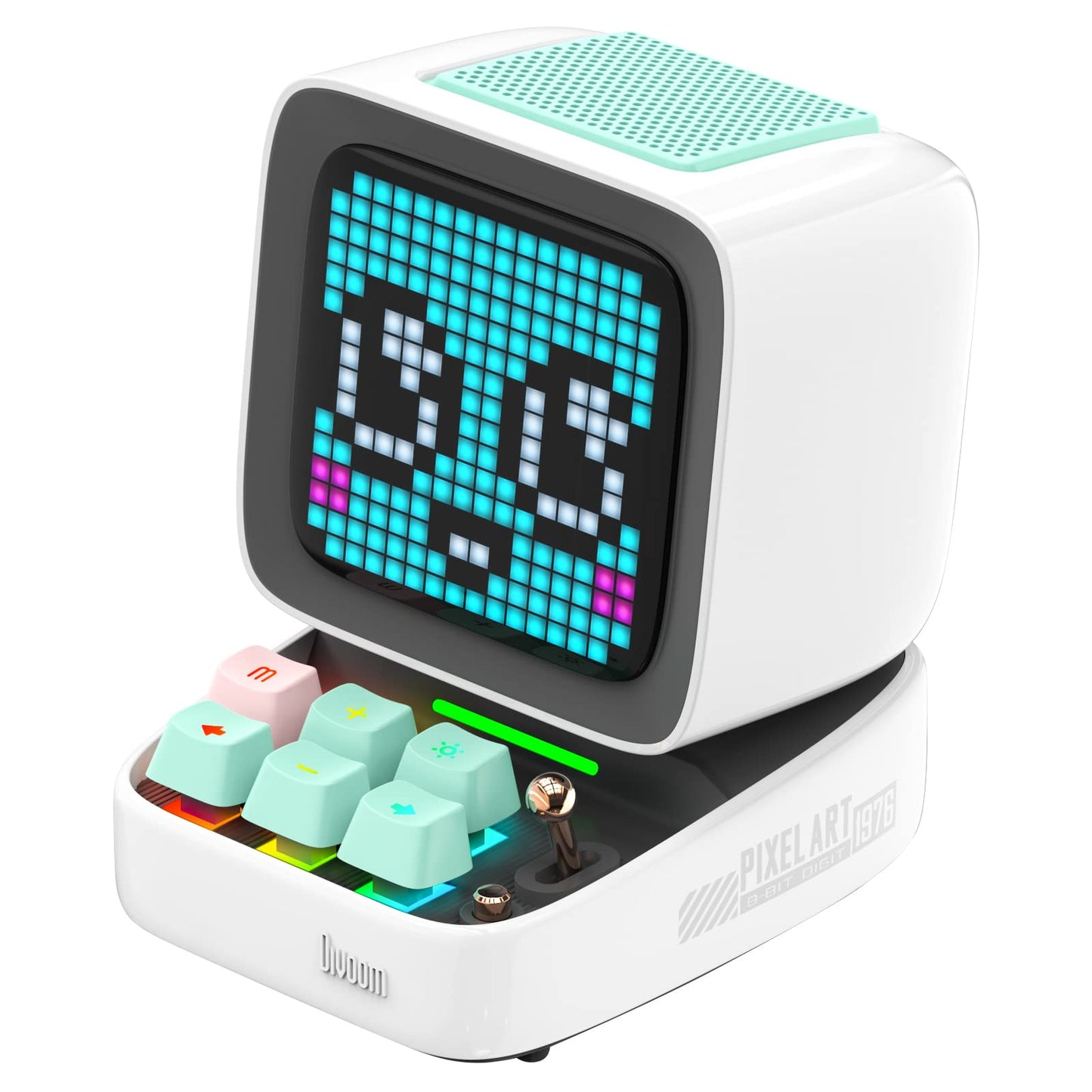 Divoom Ditoo Altavoz Bluetooth Portátil con Pantalla De Píxeles Retro, Control De App De Teléfono Inteligente/Teclado Mecánico con Retroiluminación RGB (Blanco)