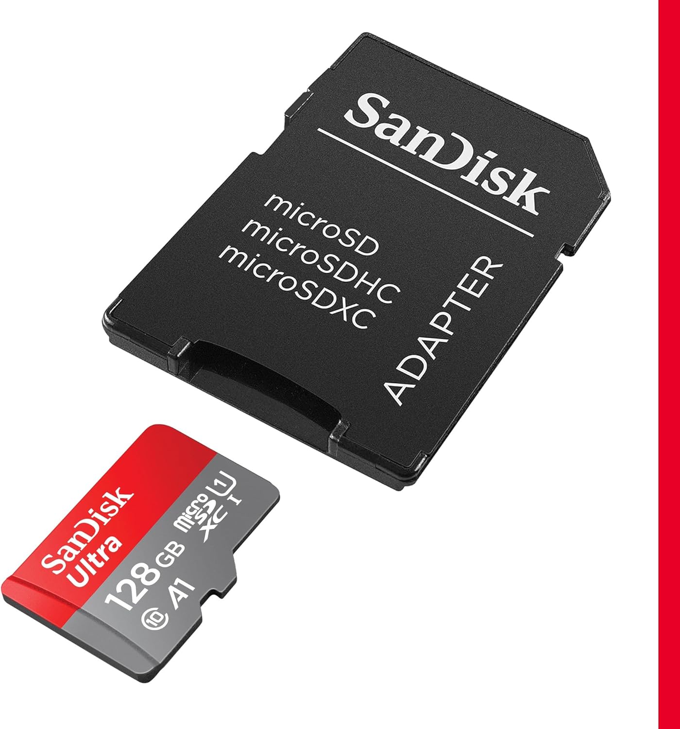 SanDisk 128GB Ultra, Tarjeta de memoria microSDXC, hasta 140 MB/s + adaptador SD, con Clase A1 de rendimiento de las aplicaciones, UHS-I Class 10 U1