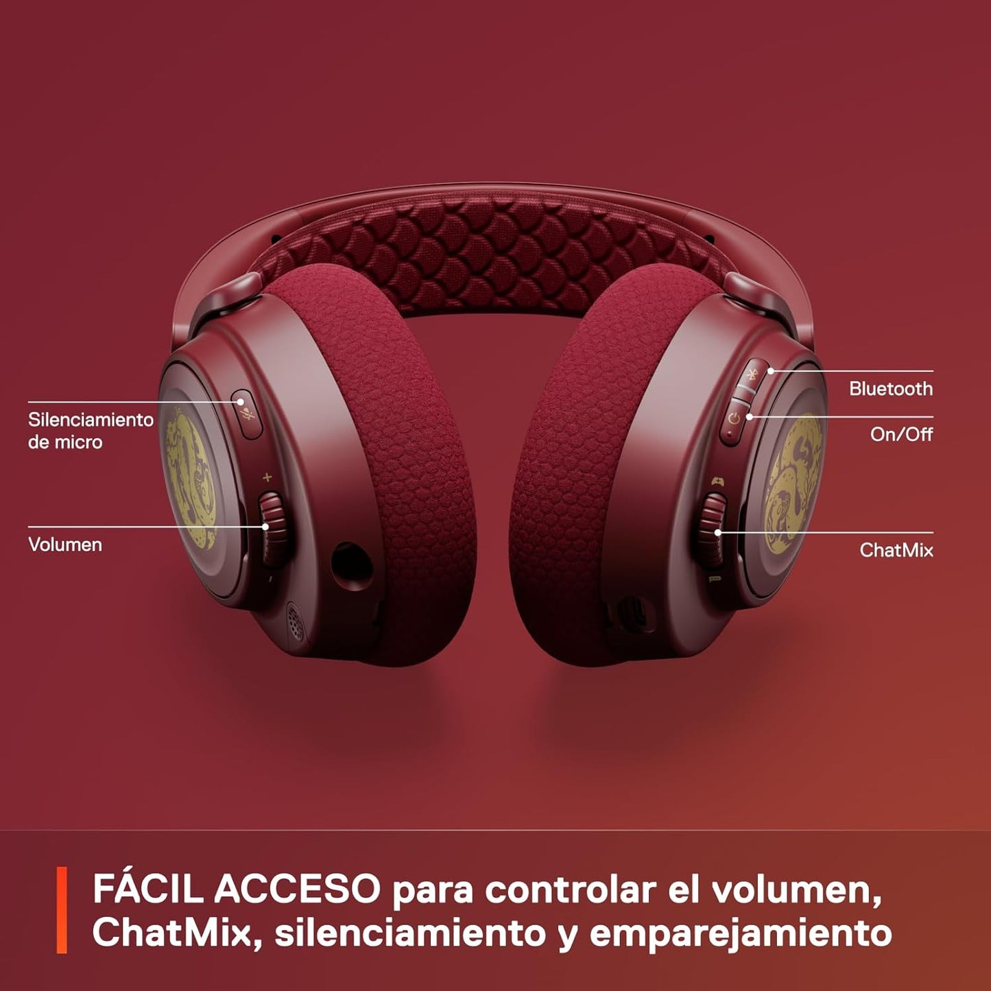 SteelSeries Arctis Nova 7 Wireless - Auriculares Gaming multiplataforma - Dragon Edition - 2 Sets de Placas Inalámbrico Dual 2,4 GHz y Bluetooth - 38h por Carga rápida - PC, PS, Mac, móvil, Switch