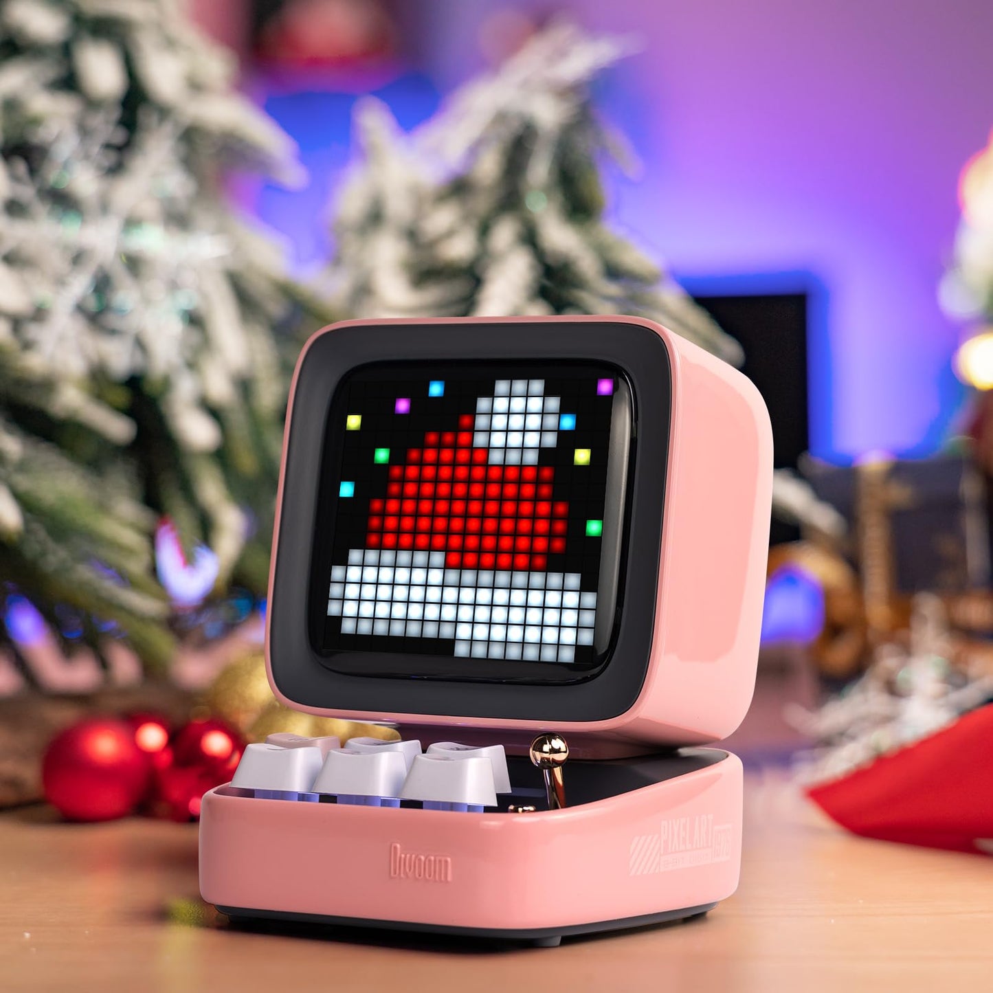 Divoom Ditoo Altavoz Bluetooth Portátil con Pantalla De Píxeles Retro, Control De App De Teléfono Inteligente/Teclado Mecánico con Retroiluminación RGB (Blanco)