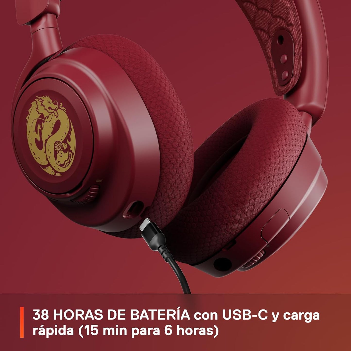 SteelSeries Arctis Nova 7 Wireless - Auriculares Gaming multiplataforma - Dragon Edition - 2 Sets de Placas Inalámbrico Dual 2,4 GHz y Bluetooth - 38h por Carga rápida - PC, PS, Mac, móvil, Switch