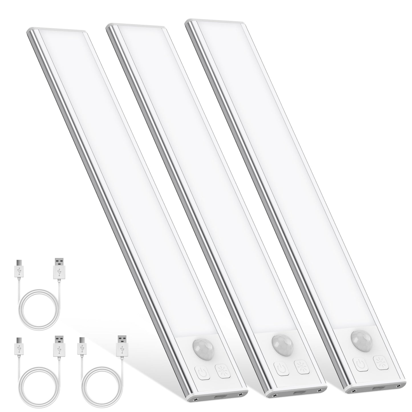 OUILA Luz de Armario con Sensor Movimiento 6500K Recargable Luz Nocturna, 41CM Regulable Lampara LED Adhesiva para Gabinete, Pasillo, Escalera, Sótano, Cocina, Garaje