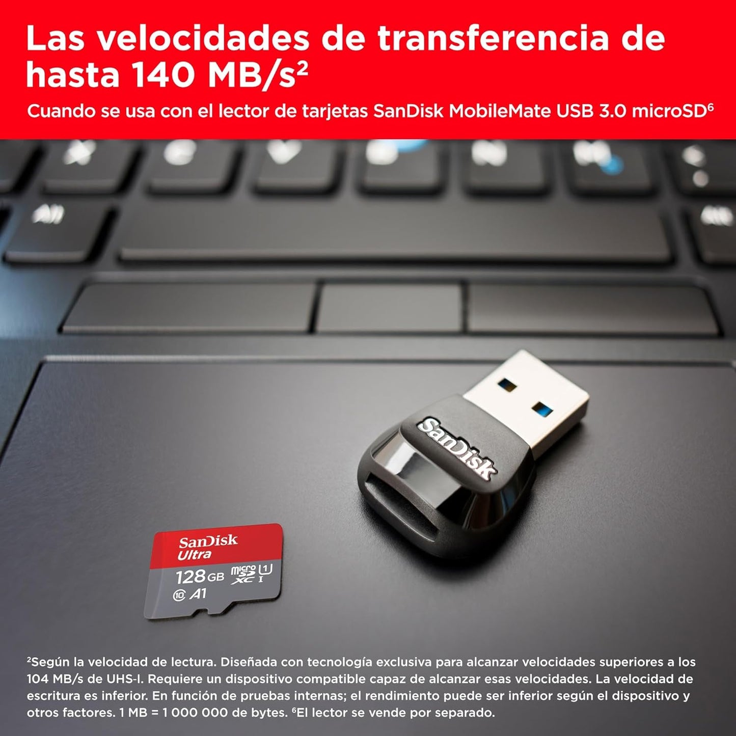 SanDisk 128GB Ultra, Tarjeta de memoria microSDXC, hasta 140 MB/s + adaptador SD, con Clase A1 de rendimiento de las aplicaciones, UHS-I Class 10 U1