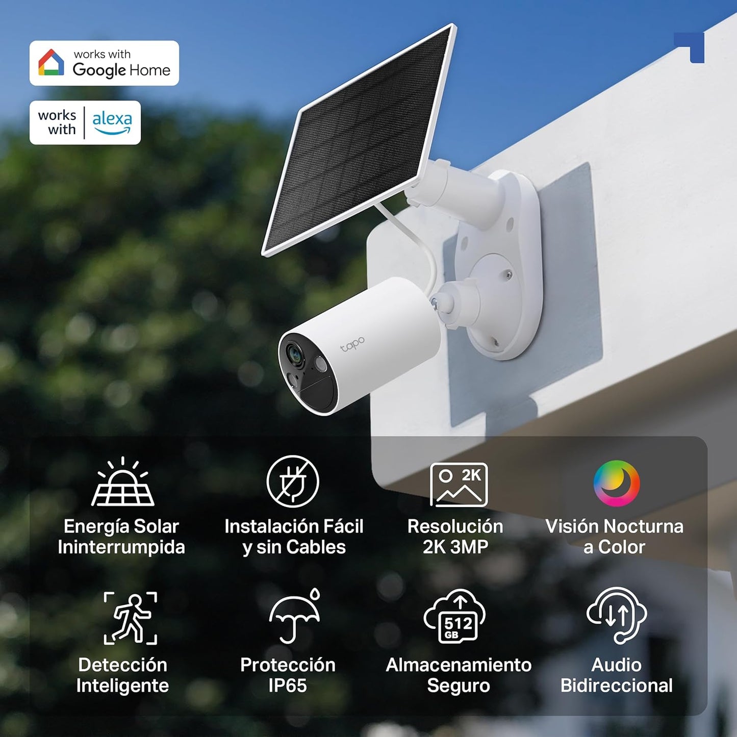 Tapo C410 Kit - Cámara de vigilancia Solar con batería Exterior, Detección de Personas por IA, 2K 3 MP, visión Nocturna de Color, Memoria microSD, batería no extraíble de 6400mAh, Audio bidireccional