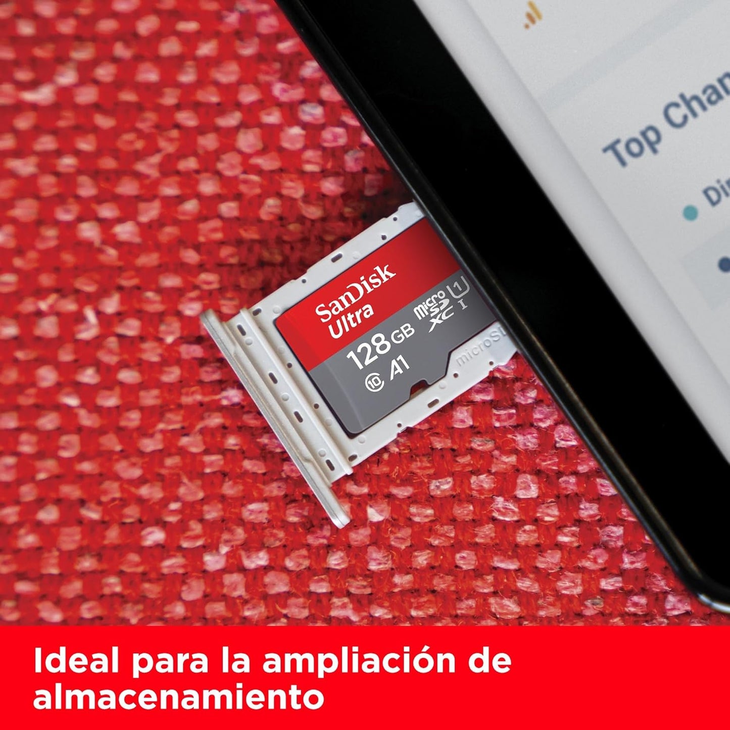 SanDisk 128GB Ultra, Tarjeta de memoria microSDXC, hasta 140 MB/s + adaptador SD, con Clase A1 de rendimiento de las aplicaciones, UHS-I Class 10 U1